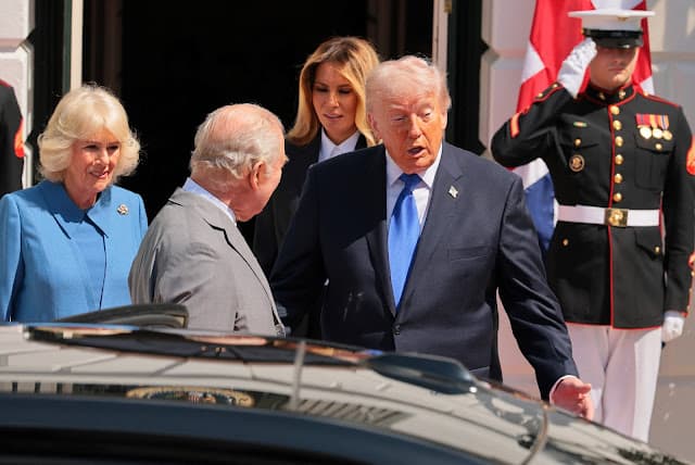 Rei Charles se despede de Trump ao final de visita de Estado aos EUA