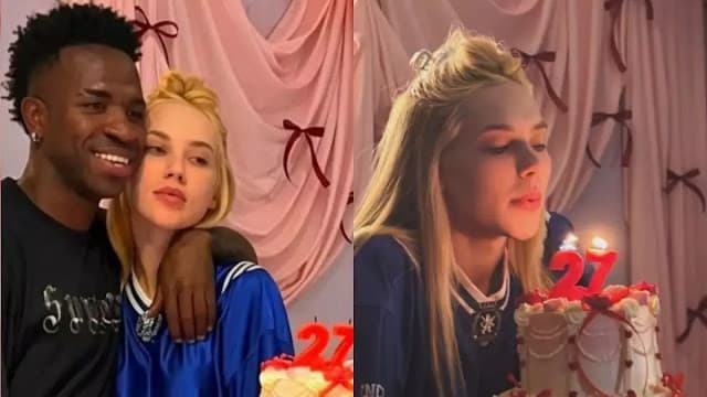 Aos 27 anos, Virgínia ganha festa surpresa de Vini Jr e amigos na Espanha