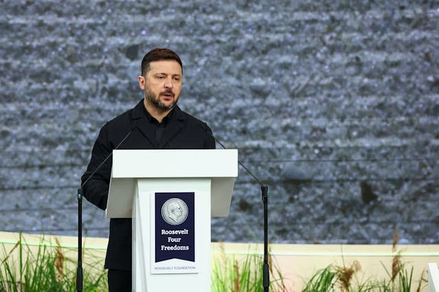 Zelenskiy recebe prêmio Roosevelt por luta da Ucrânia pela liberdade